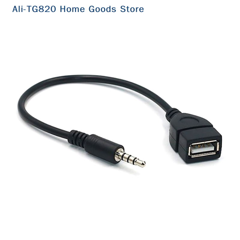 Cable Extension 3.5 - [TG820]車用MP3プレーヤーコンバーター3.5mmオスAUXオーディオジャックプラグ-USB 2.0メスコンバーターケーブルコードアダプター