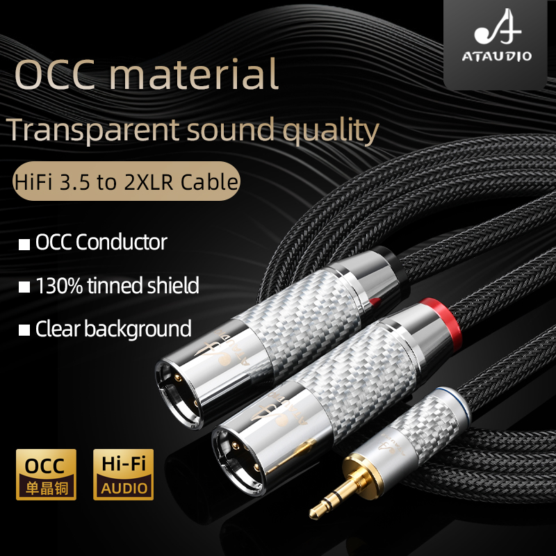 Cable Extension 3.5 - 男性と女性のプレーヤー用のオーディオケーブル、ミキサーケーブル、カーボンファイバー、金メッキ、ステレオ、3.5mm〜2xlr、hi-end、occコア