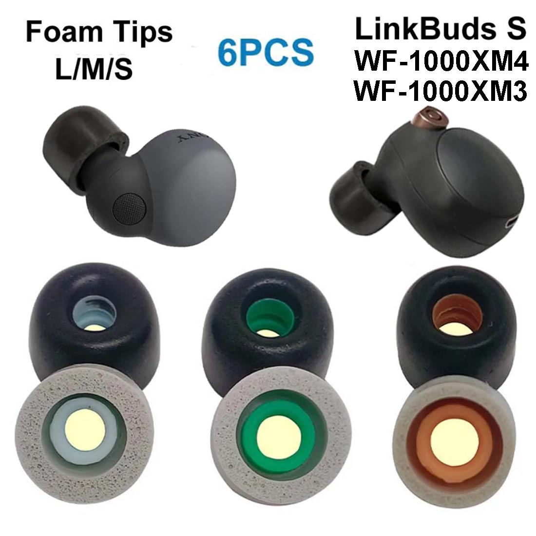 Earphone Foam Tip - ソニー LinkBuds S WF-1000XM4 WF-1000XM3用メモリーフォームイヤーチップ、イヤーパッド、イヤープラグ、イヤホンケースアクセサリー