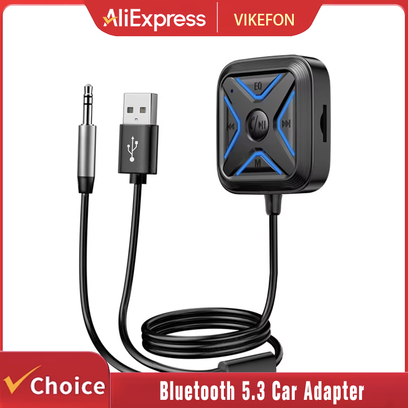 Bluetooth Adapter Receiver - ユニバーサルBluetooth 5.3カーアダプター 3.5mm AUXアダプター 強化デュアルマイク ENCノイズキャンセリング