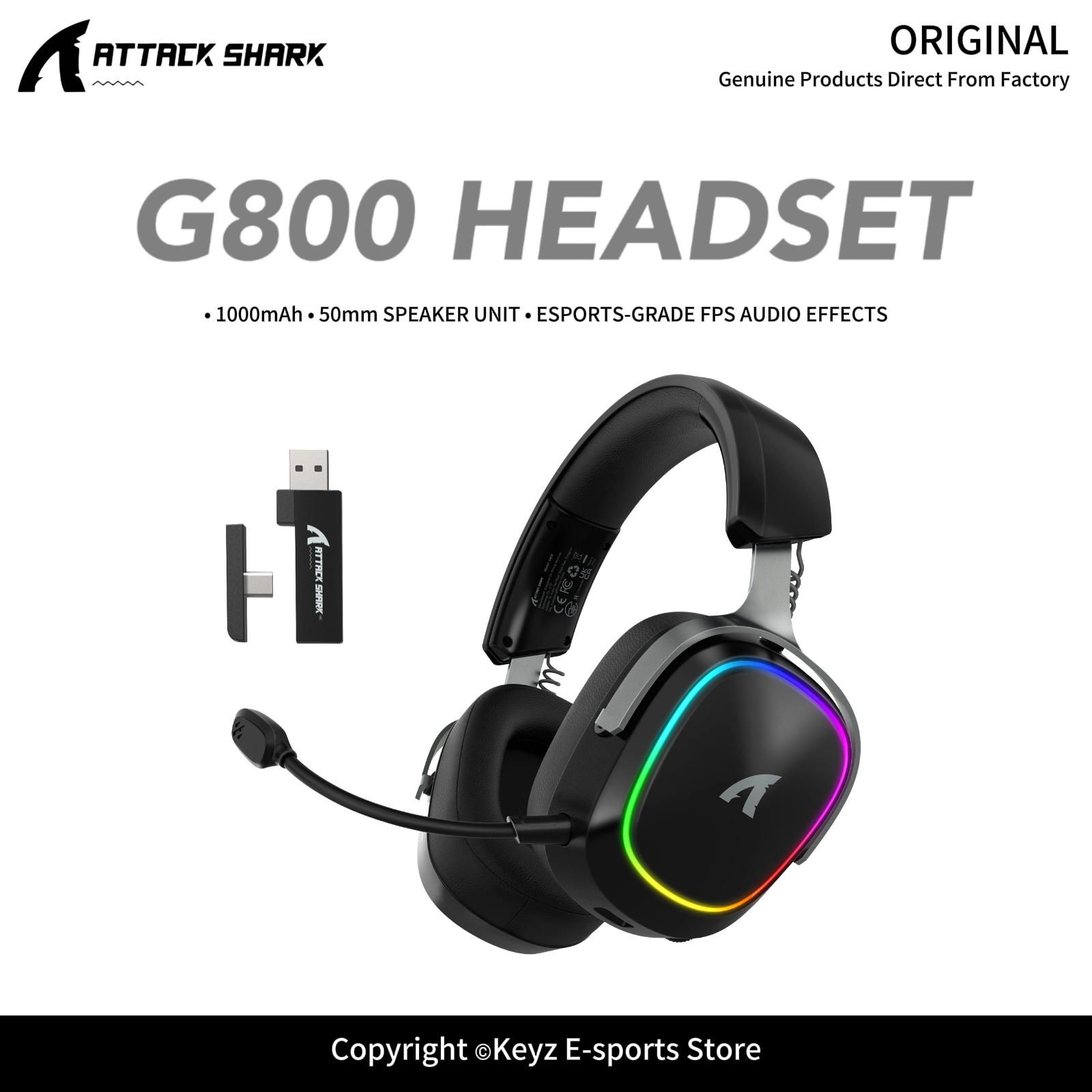 Gaming Headset Rgb - ATTACK SHARK G800 4-IN-1 ワイヤレスゲーミングヘッドセット 20ms低遅延