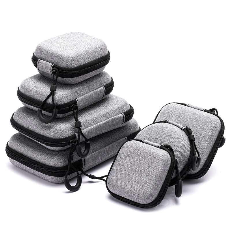 Headphone Case Hard - 1Pc ポータブル耐衝撃ヘッドフォンケースイヤホンバッグヘッドセット収納袋ハードシェルイヤホンアクセサリーメモリカード USB ケーブル