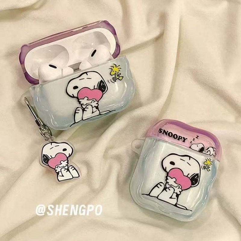 Bluetooth Headset On Ear - アニメスヌーピーヘッドセットケースは、Airpodspro2世代ワイヤレスBluetoothヘッドセットケース、Airpods4世代新モデルに適しています。