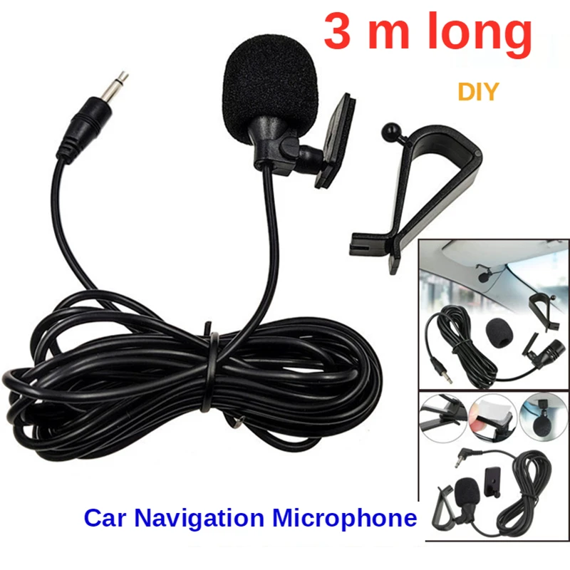 Audiophile Headphone Wired - 車のマイクオーディオナビゲーション有線クリップ外部ワイヤー自動マイクラジオ 3 メートルロングマイクステレオ 3.5 ミリメートルモノラル 2.5