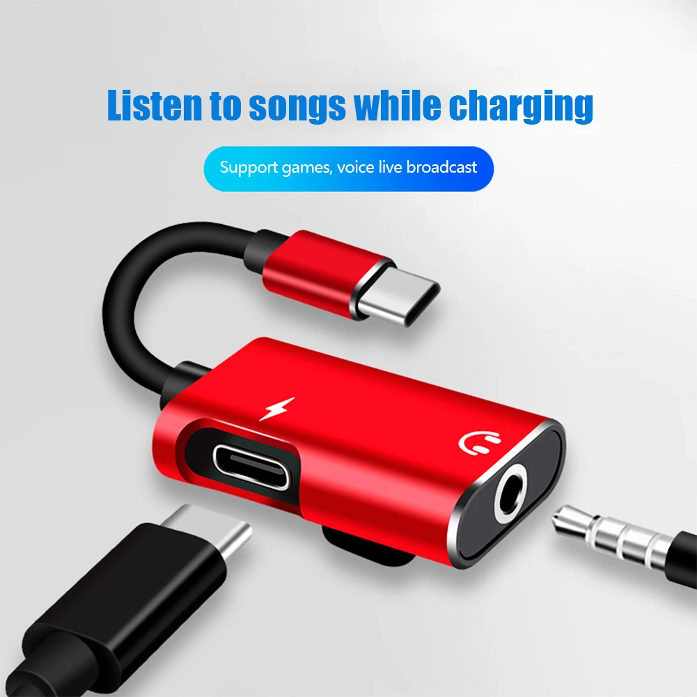 Earphone Splitter Jack - Xiaomi、Huawei用Type-C to 3.5mmジャックアダプター、Type-Cオーディオ分配器、ヘッドフォン3.5アダプター、充電器、USB-C、iPhone、Samsungには対応していません