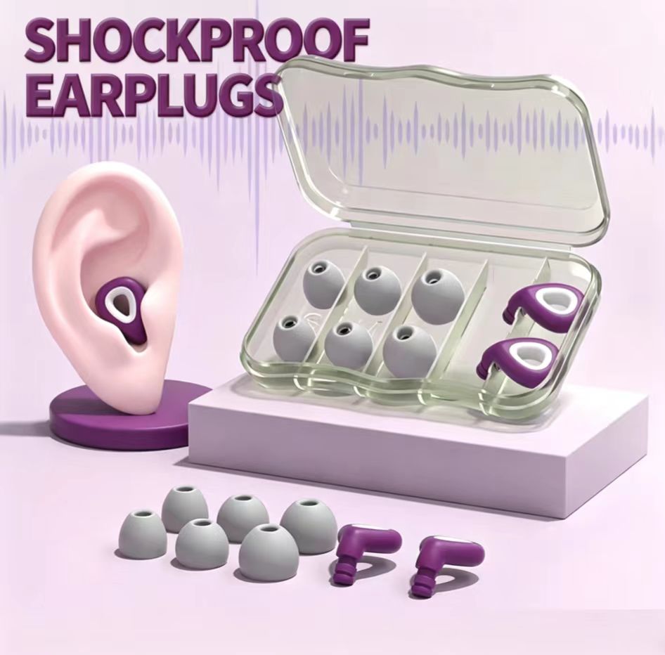 Silicone Ear Tip Replacement - ES300-ソフトシリコン製ノイズリダクション耳栓 再利用可能 洗濯可能 S/M/Lサイズ 交換可能なイヤーチップ 睡眠、勉強、旅行用