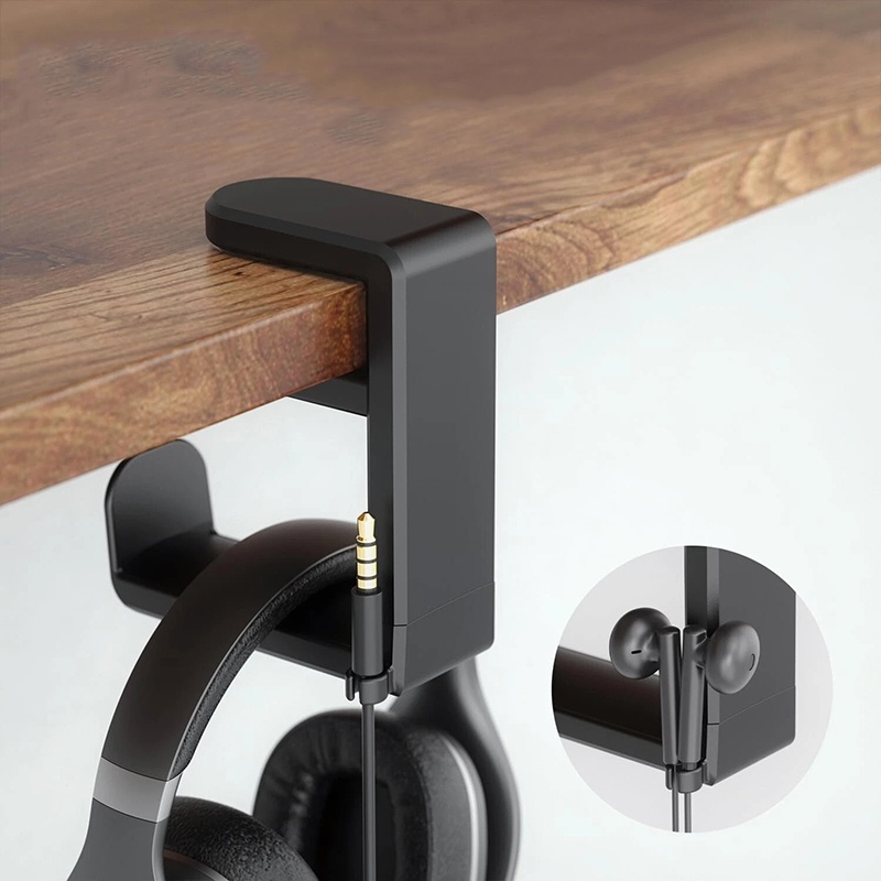 Headphone Stand Desk - ユニバーサルデスクトップ360 ° 回転式ヘッドフォンスタンド 調節可能なヘッドセットホルダー PCゲーミングヘッドセット デスクハンガーフック