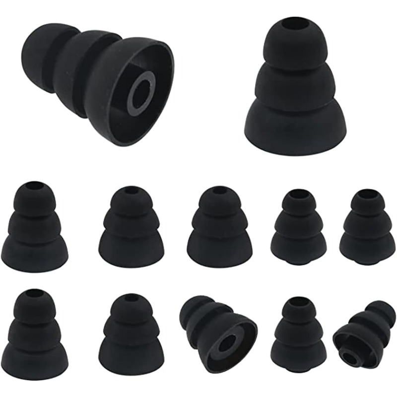 Silicone Ear Tip Replacement - 6個入り S/M/Lサイズ ノイズアイソレーションシリコンクッションイヤホンチップ 4mmコネクターホール付き、ほとんどのインイヤーイヤホンに適合