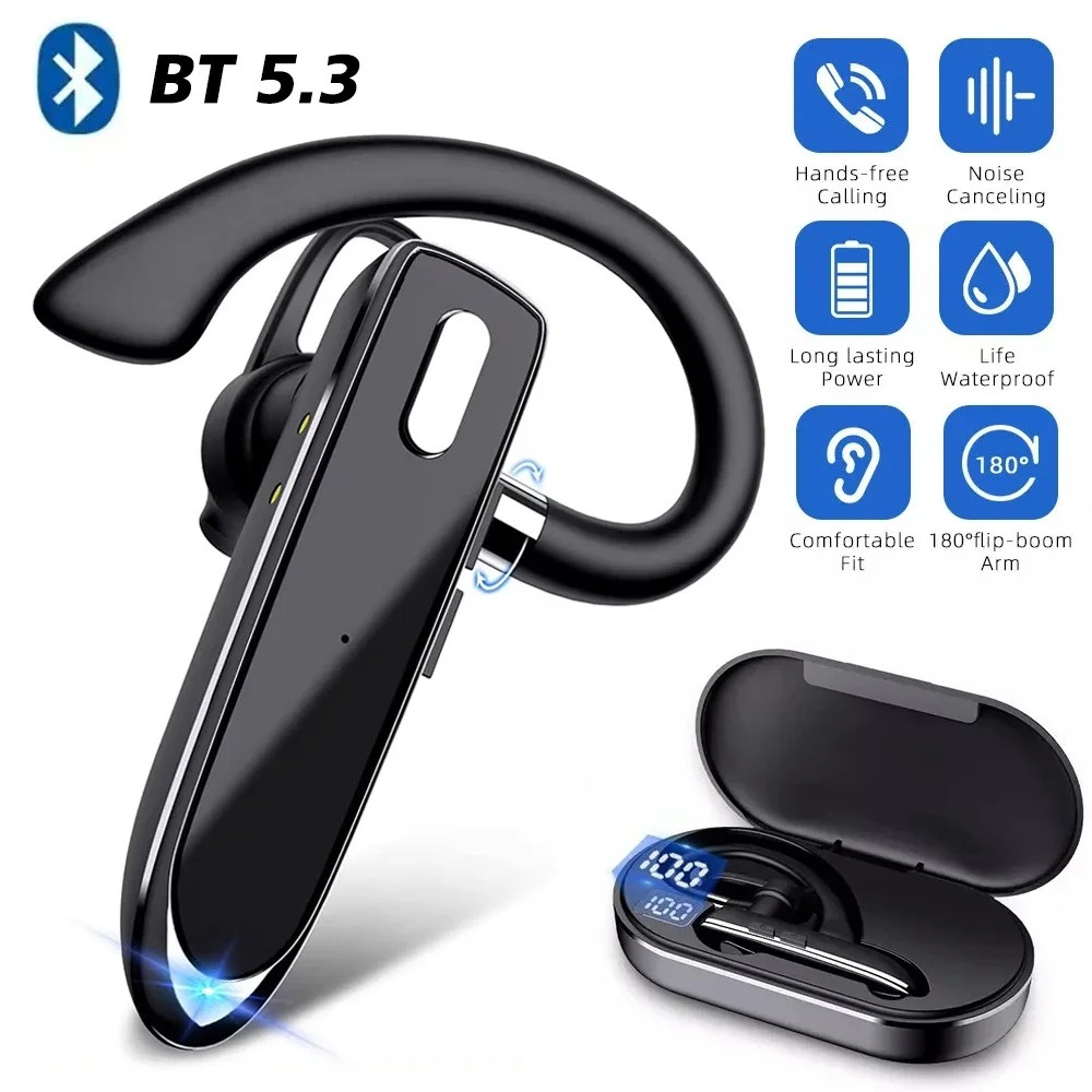 Bluetooth Headset On Ear - マイク付きBluetoothワイヤレスヘッドセット,ハンズフリーヘッドセット,通話,運転,ビジネス用