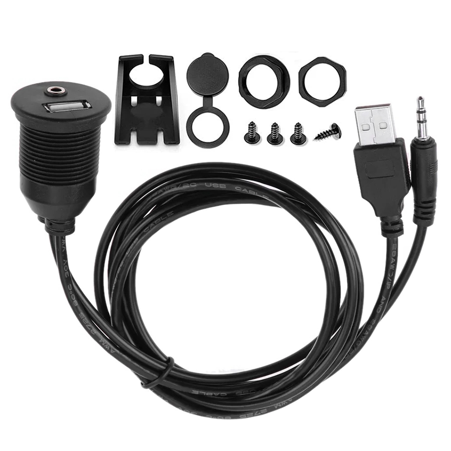 Cable Extension 3.5 - 偽のオス-女性用延長ケーブル,ダッシュボードマウント,車,トラック,ボート,オートバイ,防水,USB, 3.5mm, 1m