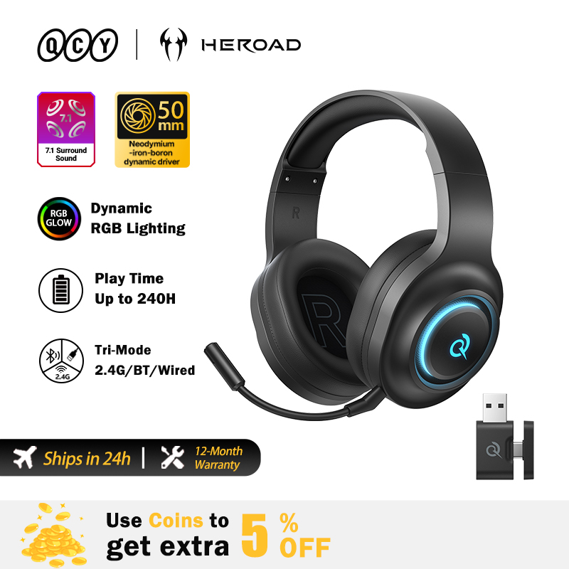Gaming Headset Rgb - QCY Heroad V200 ゲーミングヘッドセット マイク付き トリプルモード