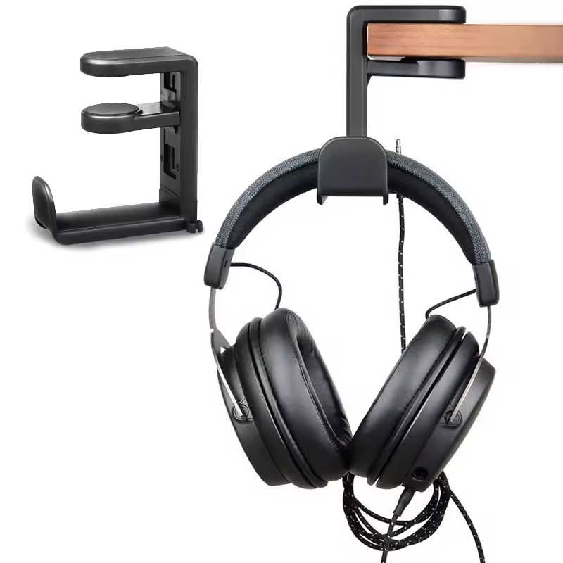 Headphone Stand Desk - デスク下ヘッドフォンホルダー回転クランプデザインボーズソニーエアポッズマックス用調節可能なデスクマウントデスクトップケーブル整理整頓アクセサリー
