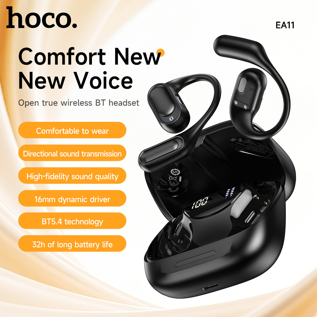 Sports Earphone Hook - HOCO オープンイヤー ワイヤレス Bluetooth 5.4 イヤホン