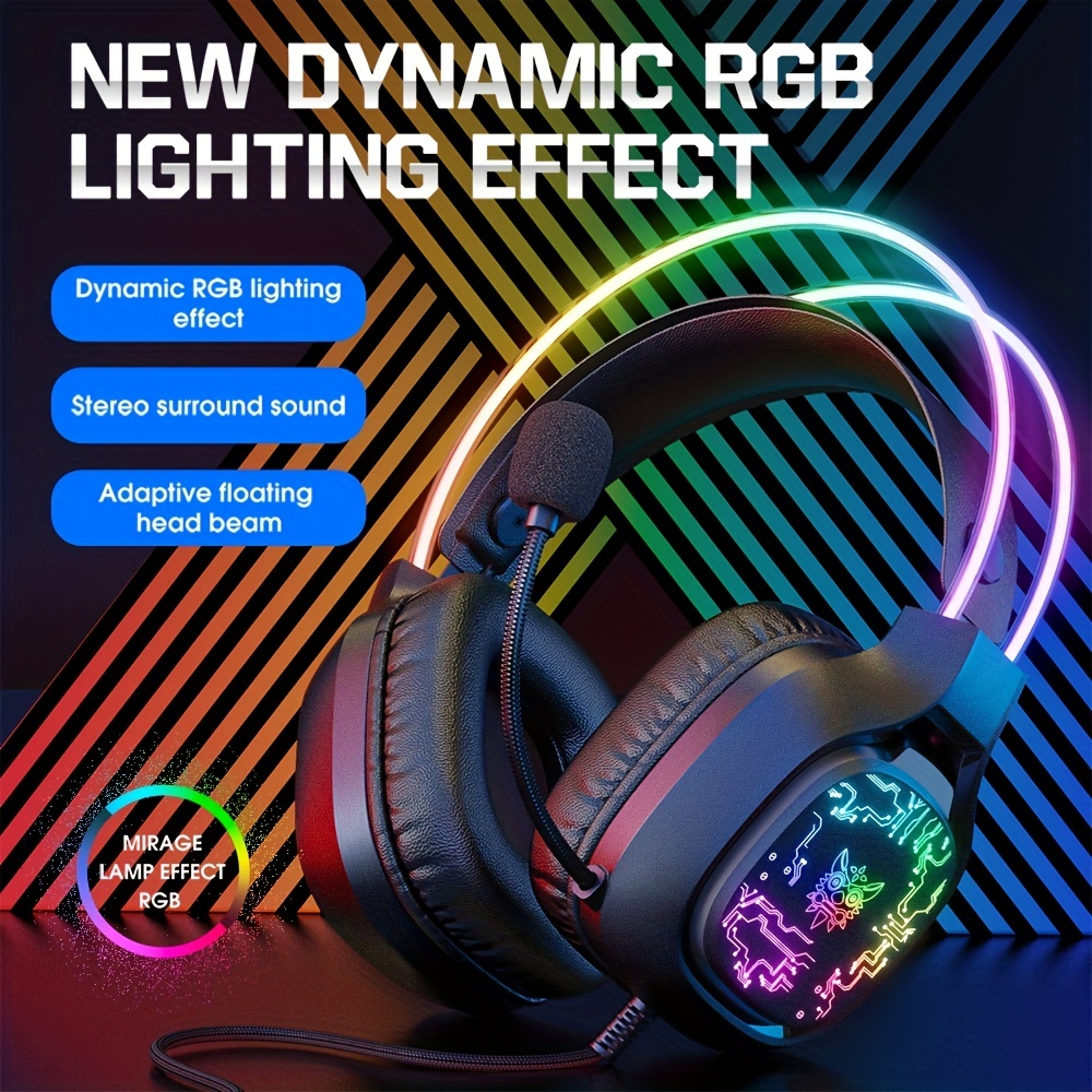Gaming Headset Rgb - ノイズキャンセリングマイク付きONIKUMA-X22ゲーミングヘッドセット、有線ヘッドフォン、rgb動的照明、オーバーイヤー、pc、ps4、xbox、ps5