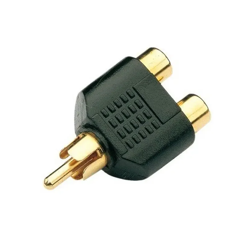 Audio Splitter Y - 10/100個入り RCAスプリッター AVオーディオビデオプラグコンバーター 1オス-2メス 金メッキケーブルコネクターアダプター AVジャック