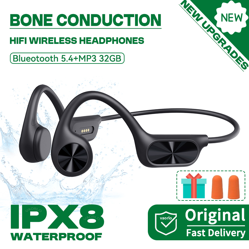 Bluetooth Headset On Ear - Bluetooth 5.4ワイヤレスヘッドセット,骨伝導ヘッドセット,防水,ipx8,32GB,mp3プレーヤー,hifi,音楽,スポーツ