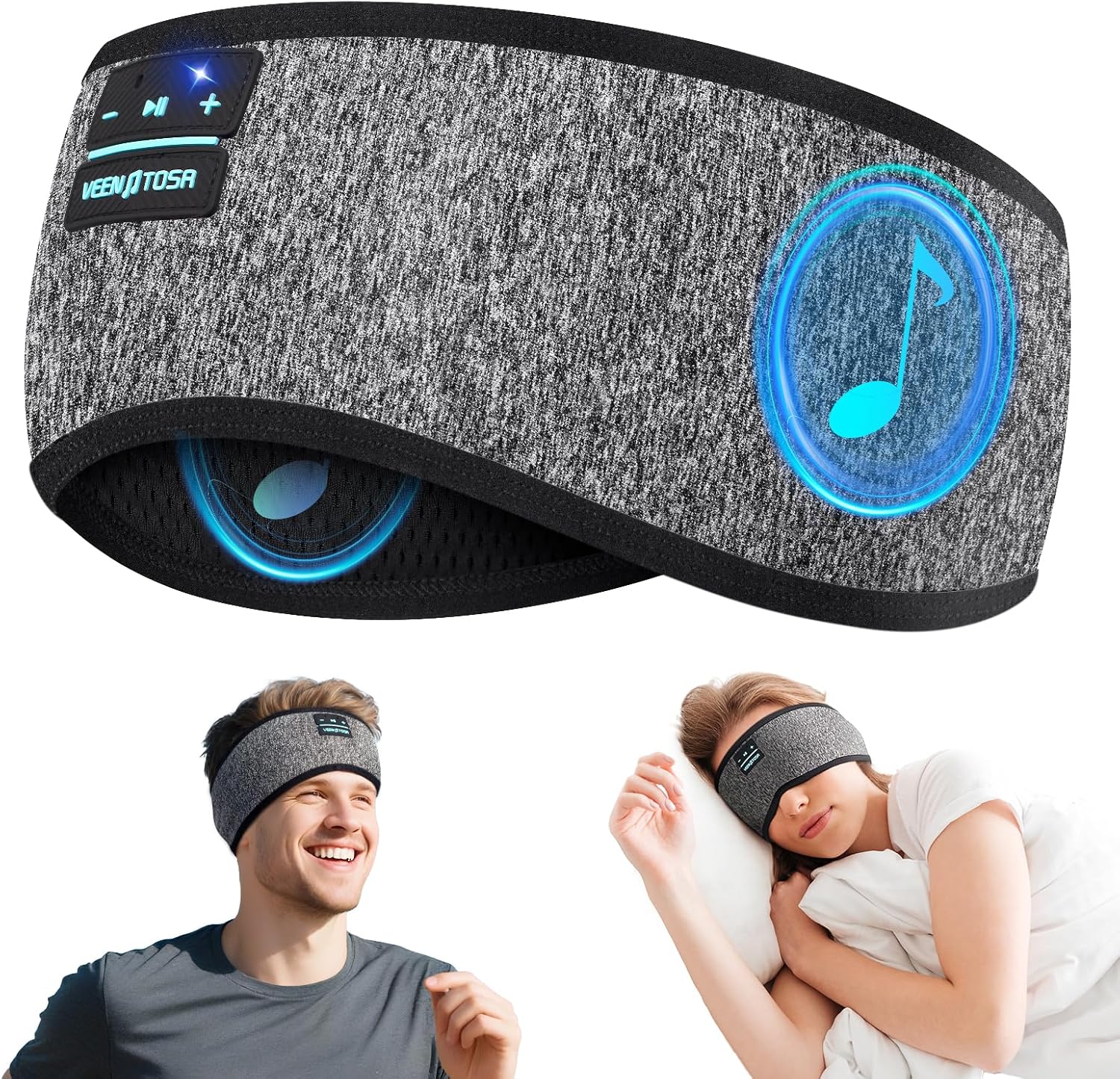 Bluetooth Headset On Ear - Bluetoothイヤホン スポーツ用 横向き寝対応 ヘッドバンド型 伸縮性 ワイヤレスヘッドホン