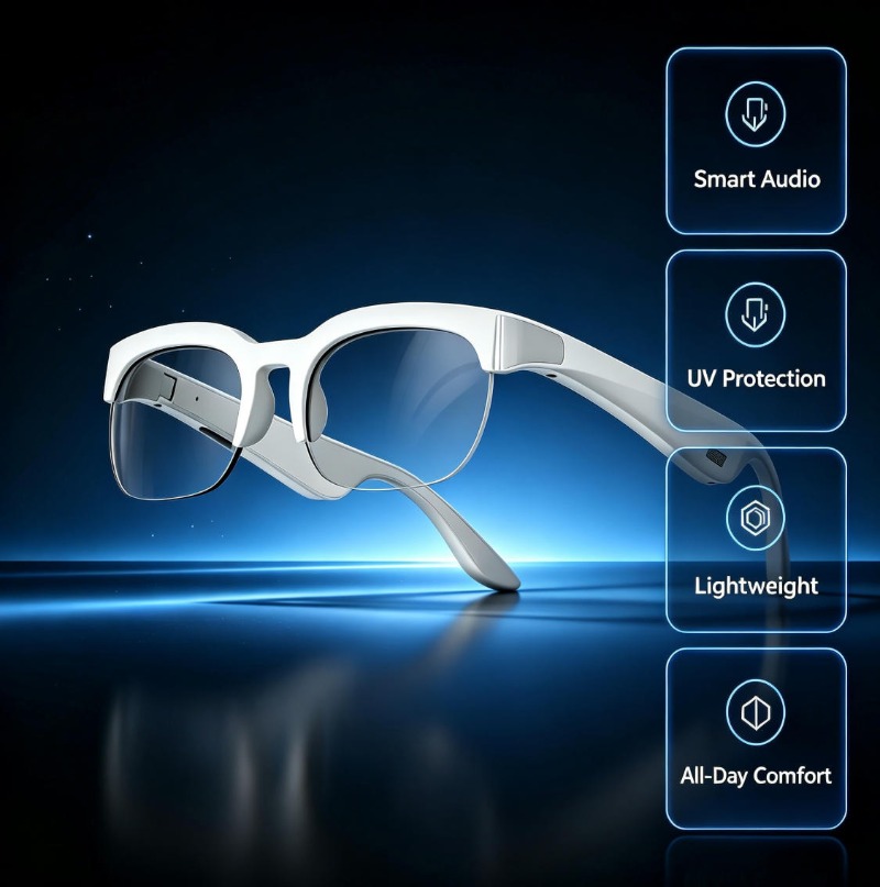 Bluetooth Headset On Ear - 2026 XG89リアルタイムAI翻訳サングラス オープンイヤーBluetoothヘッドセット 紫外線防止HDクリアファッション保護レンズ