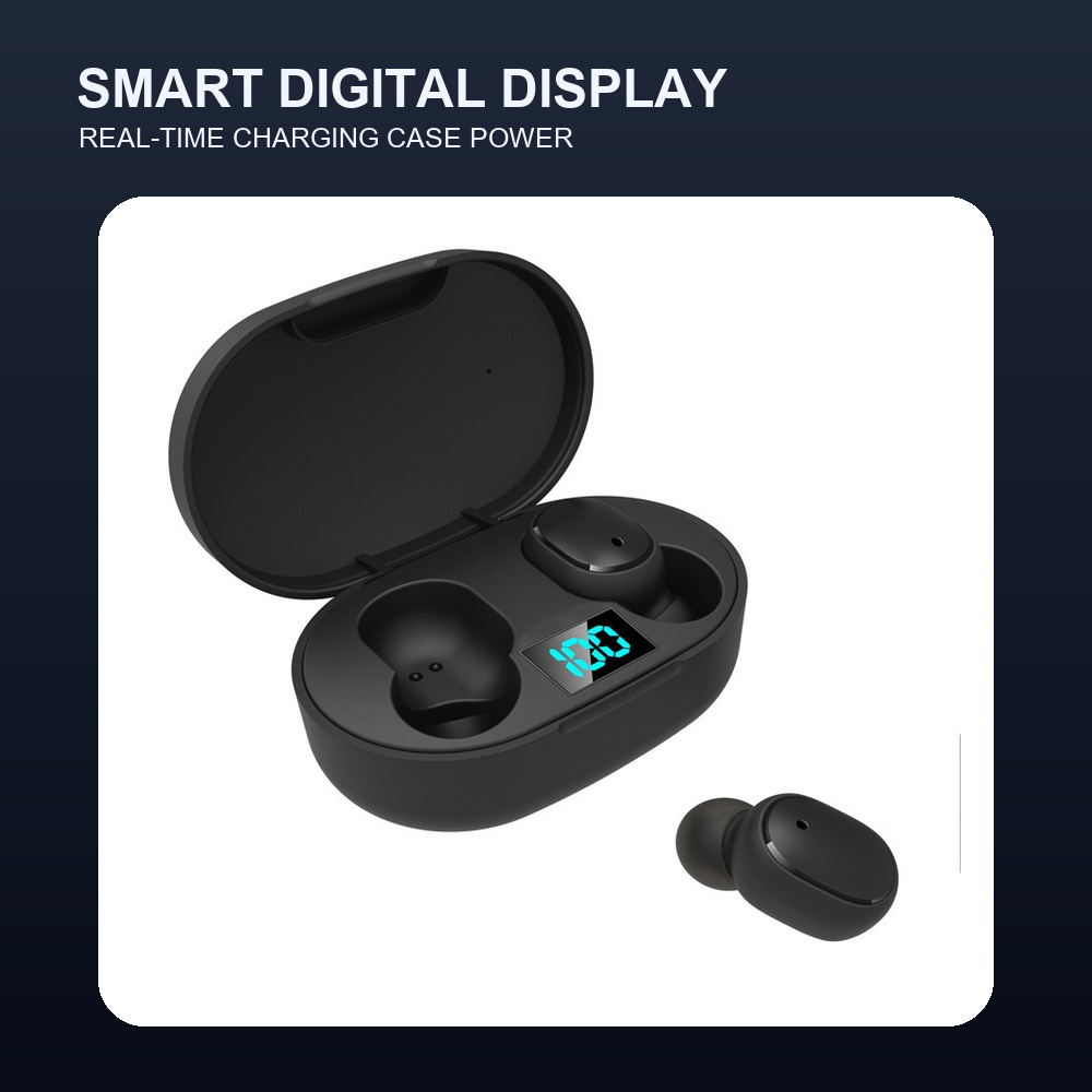 Earbuds Charging Case - デジタルディスプレイ搭載TWS Bluetooth 5.0ワイヤレスイヤホン ミニインイヤーヘッドホン ステレオ通話対応 LED充電ケース付き
