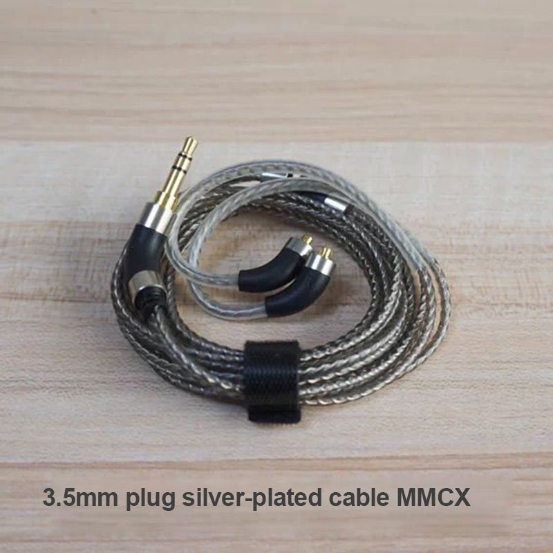 Audiophile Headphone Wired - MMCX銀メッキヘッドフォンアップグレードケーブル、HiFiオーディオファイルワイヤー、SE846/535/UE900対応、4.4mmおよび3.5mmプラグ