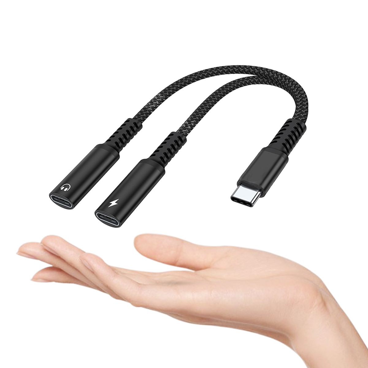 2 in 1 USB Cスプリッター、デュアルタイプCヘッド - Earphone Splitter Jack のレビューと価格
