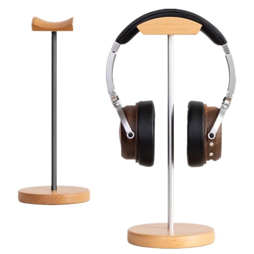 ブラックウォルナット材とアルミニウム製ヘッドホンスタンド、天 - Headphone Stand Desk のレビューと価格