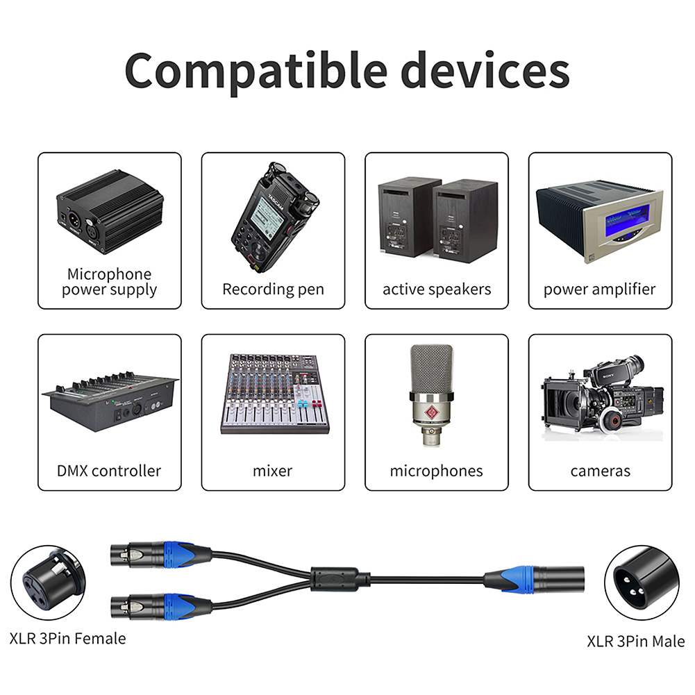50cm 1 XLRメス-2 XLRオス XLR Yスプリッ - Audio Splitter Y のレビューと価格