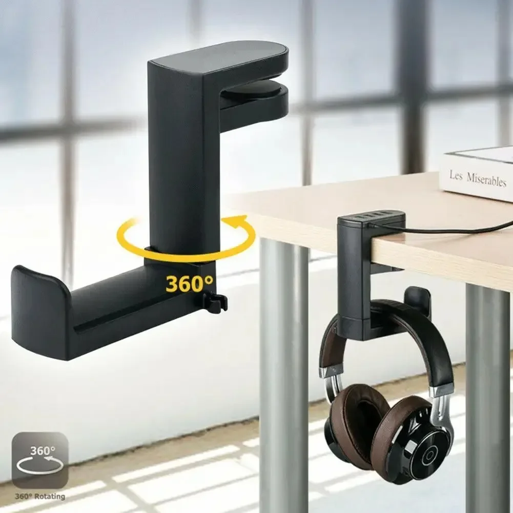 360 °   回転ヘッドフォンスタンド調節可能パンチなしデ - Headphone Stand Desk のレビューと価格