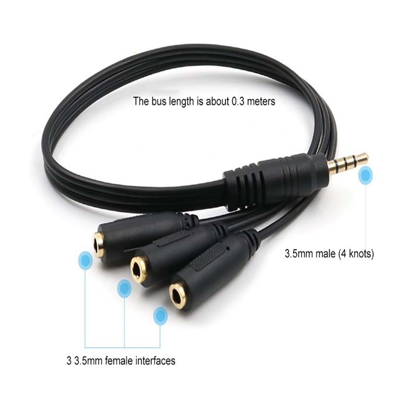 1オス3メス3.5mm 3ウェイポートAUXマルチヘッドホン - Earphone Splitter Jack のレビューと価格