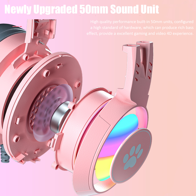 マイク付きのかわいい猫の耳のゲーミングヘッドフォン,RGBの - Gaming Headset Rgb のレビューと価格