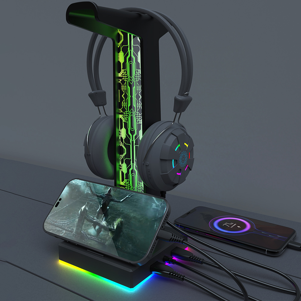 RGBゲーミングヘッドセットスタンド,デュアルUSBポート, - Gaming Headset Rgb のレビューと価格