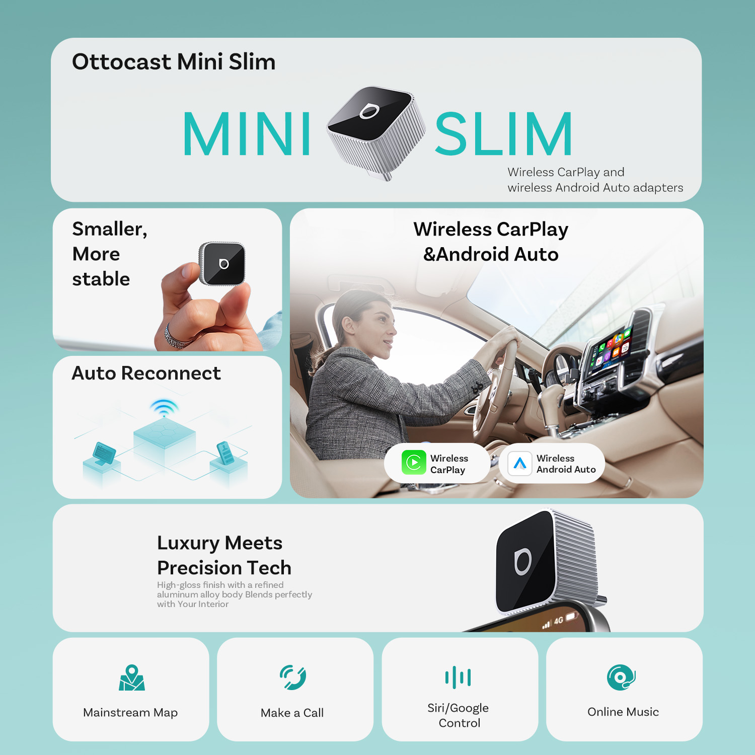Ottocast Mini Slim ワイヤレスCarPla - Bluetooth Adapter Receiver のレビューと価格